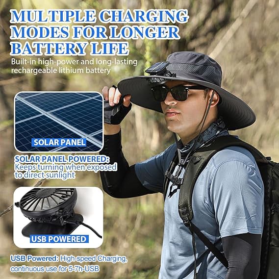 🔥2025 Summer Hot Sale🔥 New Ultralight Solar Fan Sun Hat – Lighter Than a Baseball!⚾(Only 10oz)