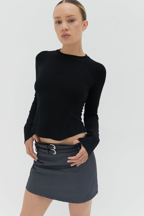 Double Belt Mini Skirt