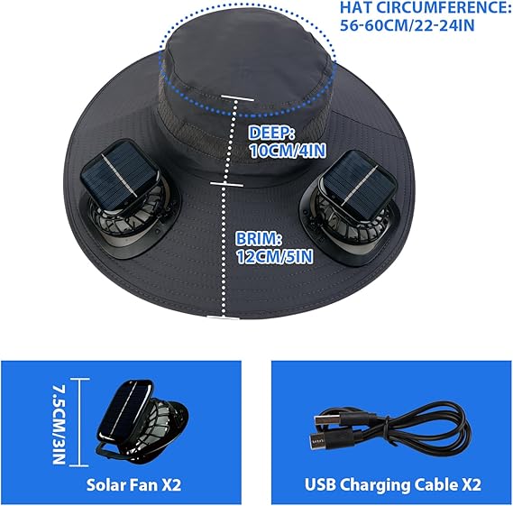 🔥2025 Summer Hot Sale🔥 New Ultralight Solar Fan Sun Hat – Lighter Than a Baseball!⚾(Only 10oz)